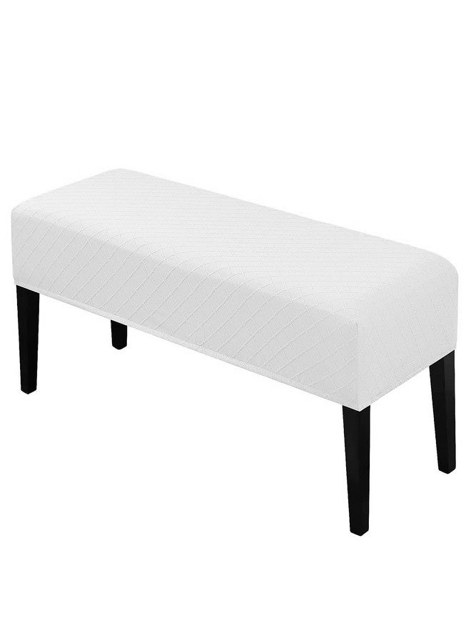 Lebaley Stretch Jacquard Ottoman & Bench Cover Removable Washable Slipcover for 42-54 inch Rectangular Benches, Bar Stools, and Dining Room Chairs (Fits 14-18" Wide),White - Image 1
